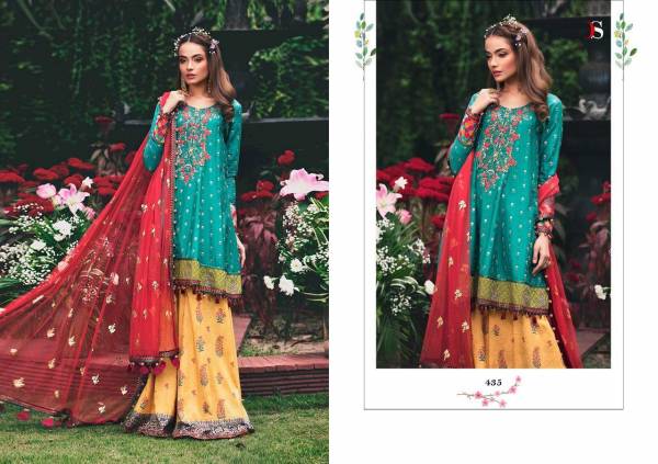Deepsy Maria B Pure Rayon Cotton Net with Embroidery Tabby Silk Digital Print Designer Sharara Suit